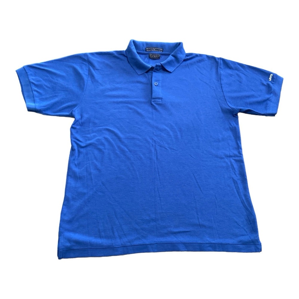 Vintage‎ Levis Big E Blue Mens Polo Shirt Size L Embroidered Logo